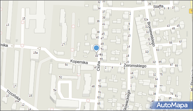 Skierniewice, Cicha, 44, mapa Skierniewic