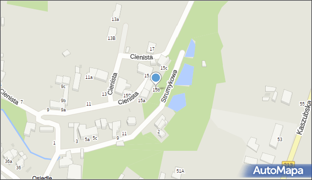 Słupsk, Cienista, 15b, mapa Słupska