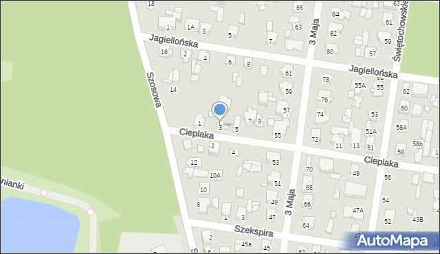 Sulejówek, Cieplaka, 3, mapa Sulejówek