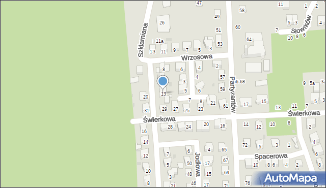 Świdnik, Cicha, 13, mapa Świdnika