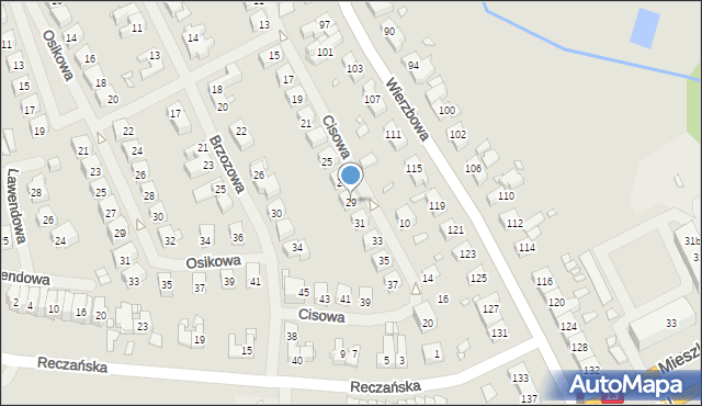 Szczecin, Cisowa, 29, mapa Szczecina