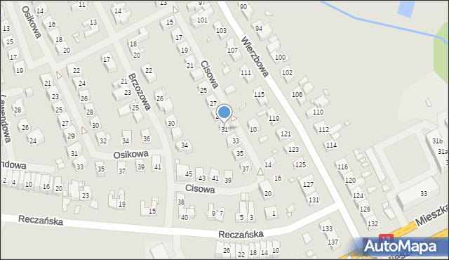 Szczecin, Cisowa, 31, mapa Szczecina