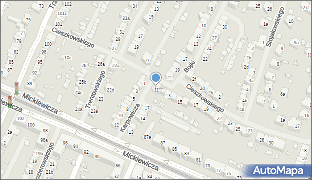 Szczecin, Cieszkowskiego Augusta, 11, mapa Szczecina