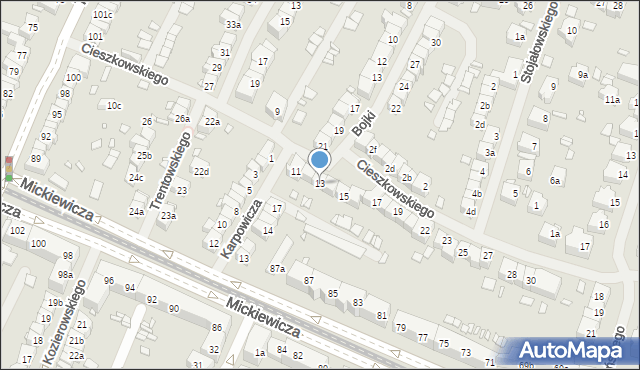 Szczecin, Cieszkowskiego Augusta, 13, mapa Szczecina