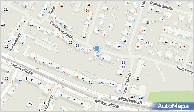 Szczecin, Cieszkowskiego Augusta, 28, mapa Szczecina