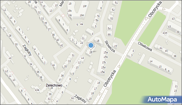 Szczecin, Cienista, 16, mapa Szczecina