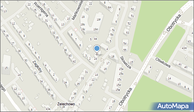 Szczecin, Cienista, 23, mapa Szczecina