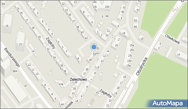 Szczecin, Cienista, 33, mapa Szczecina