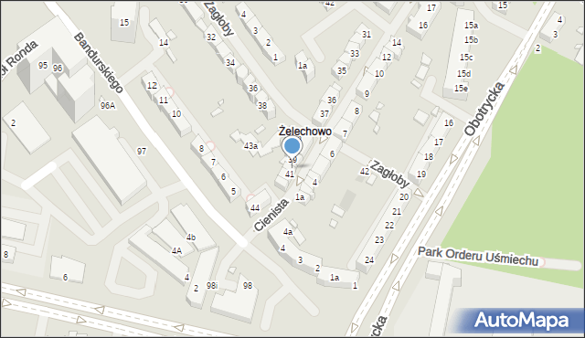 Szczecin, Cienista, 40, mapa Szczecina