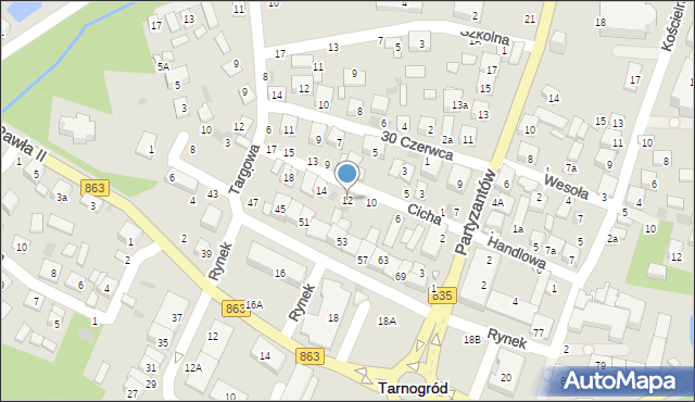 Tarnogród, Cicha, 12, mapa Tarnogród