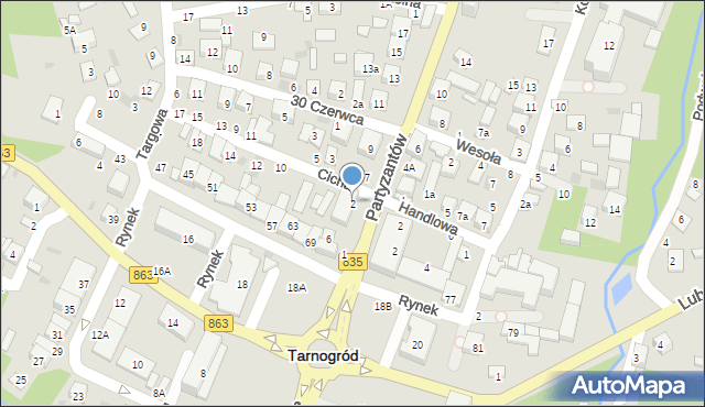 Tarnogród, Cicha, 2, mapa Tarnogród