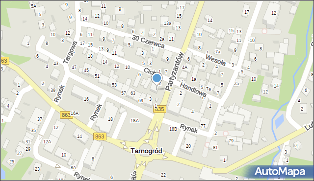 Tarnogród, Cicha, 4, mapa Tarnogród