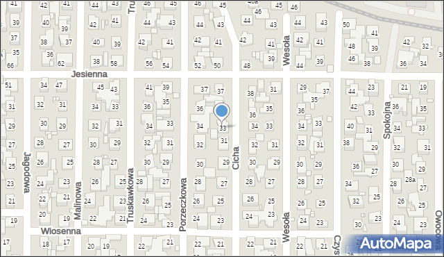 Toruń, Cicha, 33, mapa Torunia