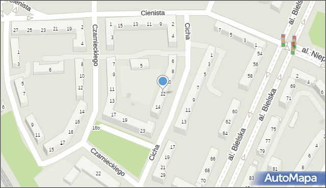 Tychy, Cicha, 12, mapa Tychów