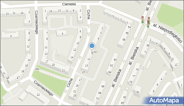 Tychy, Cicha, 9, mapa Tychów