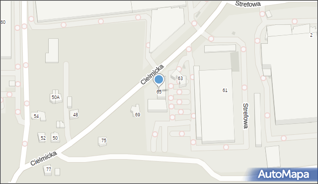 Tychy, Cielmicka, 65, mapa Tychów