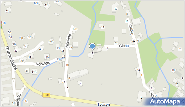 Tyczyn, Cicha, 9, mapa Tyczyn