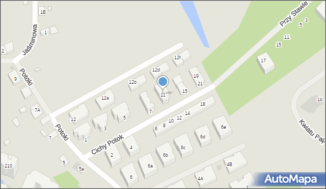 Warszawa, Cichy Potok, 11, mapa Warszawy