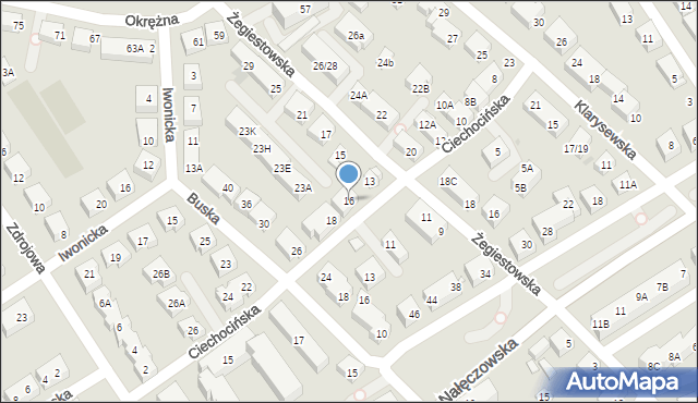 Warszawa, Ciechocińska, 16, mapa Warszawy