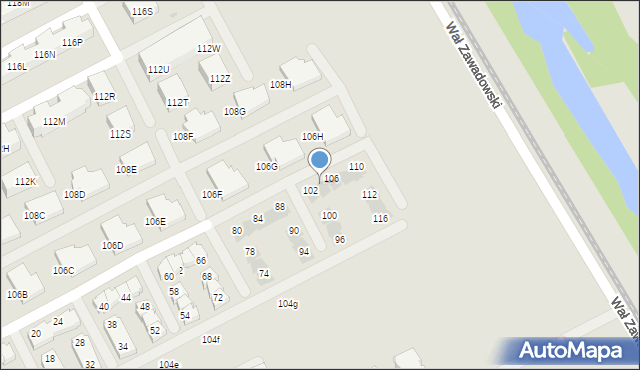 Warszawa, Cicha Dolina, 104, mapa Warszawy