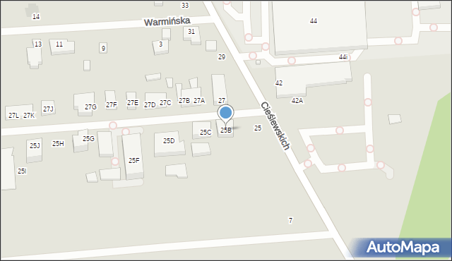 Warszawa, Cieślewskich, 25B, mapa Warszawy