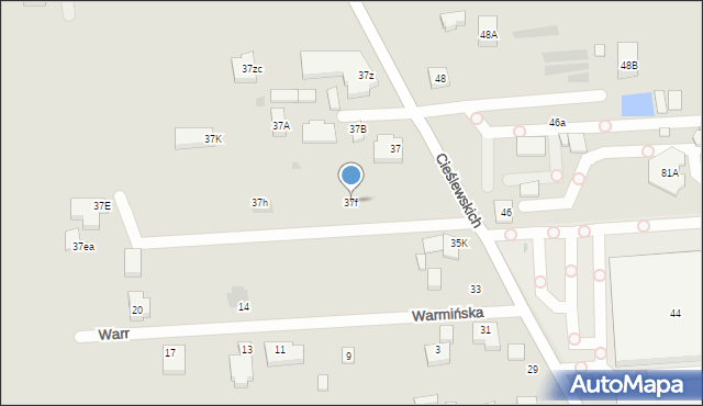 Warszawa, Cieślewskich, 37f, mapa Warszawy