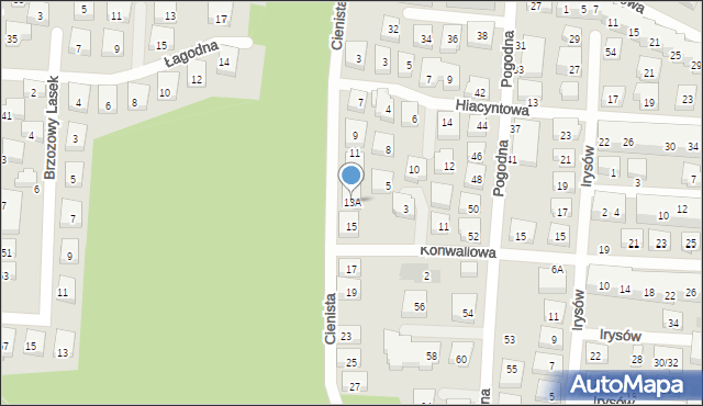 Warszawa, Cienista, 13A, mapa Warszawy