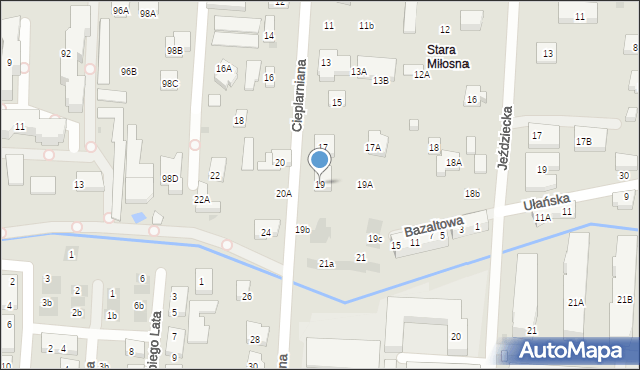 Warszawa, Cieplarniana, 19, mapa Warszawy