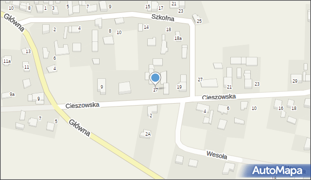 Wierzbie, Cieszowska, 17, mapa Wierzbie