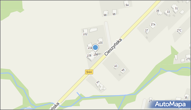 Wilamowice, Cieszyńska, 106, mapa Wilamowice