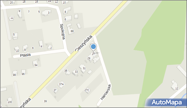 Wilamowice, Cieszyńska, 27, mapa Wilamowice