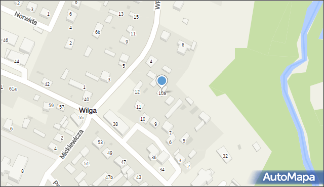 Wilga, Cicha, 10a, mapa Wilga