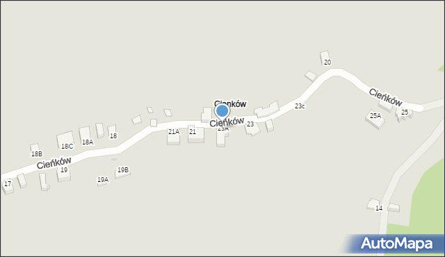 Wisła, Cieńków, 23A, mapa Wisła