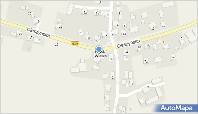 Wisła Wielka, Cieszyńska, 13, mapa Wisła Wielka