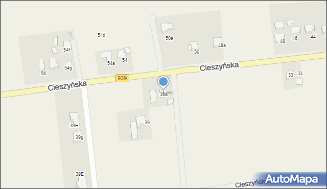 Wisła Wielka, Cieszyńska, 39a, mapa Wisła Wielka