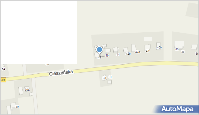 Wisła Wielka, Cieszyńska, 48, mapa Wisła Wielka