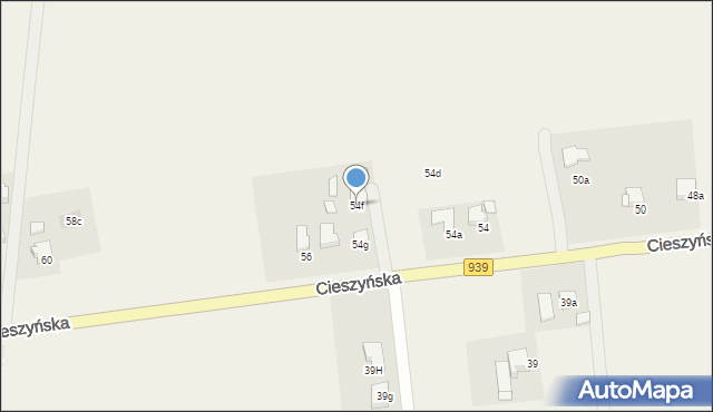 Wisła Wielka, Cieszyńska, 54f, mapa Wisła Wielka