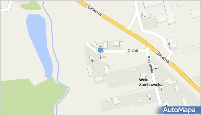 Wola Zambrowska, Cicha, 1, mapa Wola Zambrowska