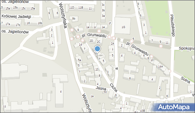Wschowa, Cicha, 7a, mapa Wschowa