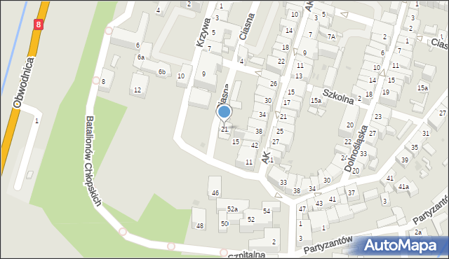Ząbkowice Śląskie, Ciasna, 21, mapa Ząbkowice Śląskie