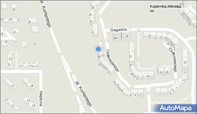 Zabrze, Ciołkowskiego Konstantego, 18, mapa Zabrza