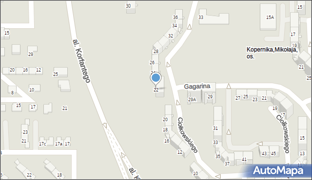 Zabrze, Ciołkowskiego Konstantego, 22, mapa Zabrza