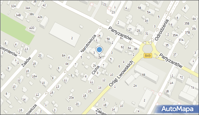 Zamość, Cicha, 2a, mapa Zamościa