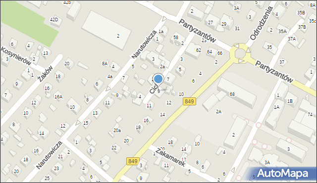 Zamość, Cicha, 9, mapa Zamościa