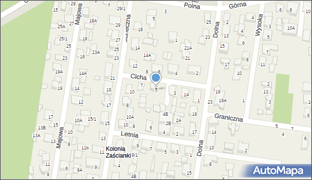 Zaścianki, Cicha, 5, mapa Zaścianki