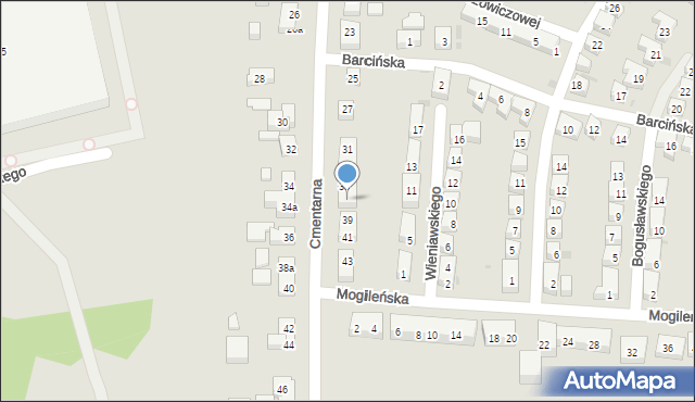 Bydgoszcz, Cmentarna, 37, mapa Bydgoszczy