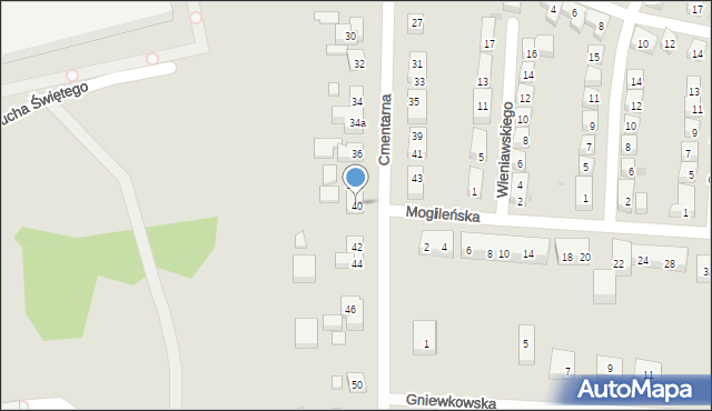 Bydgoszcz, Cmentarna, 40, mapa Bydgoszczy