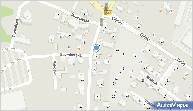 Bydgoszcz, Cmentarna, 9, mapa Bydgoszczy