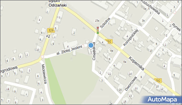 Bytom Odrzański, Cmentarna, 1, mapa Bytom Odrzański