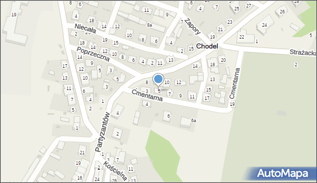 Chodel, Cmentarna, 5, mapa Chodel